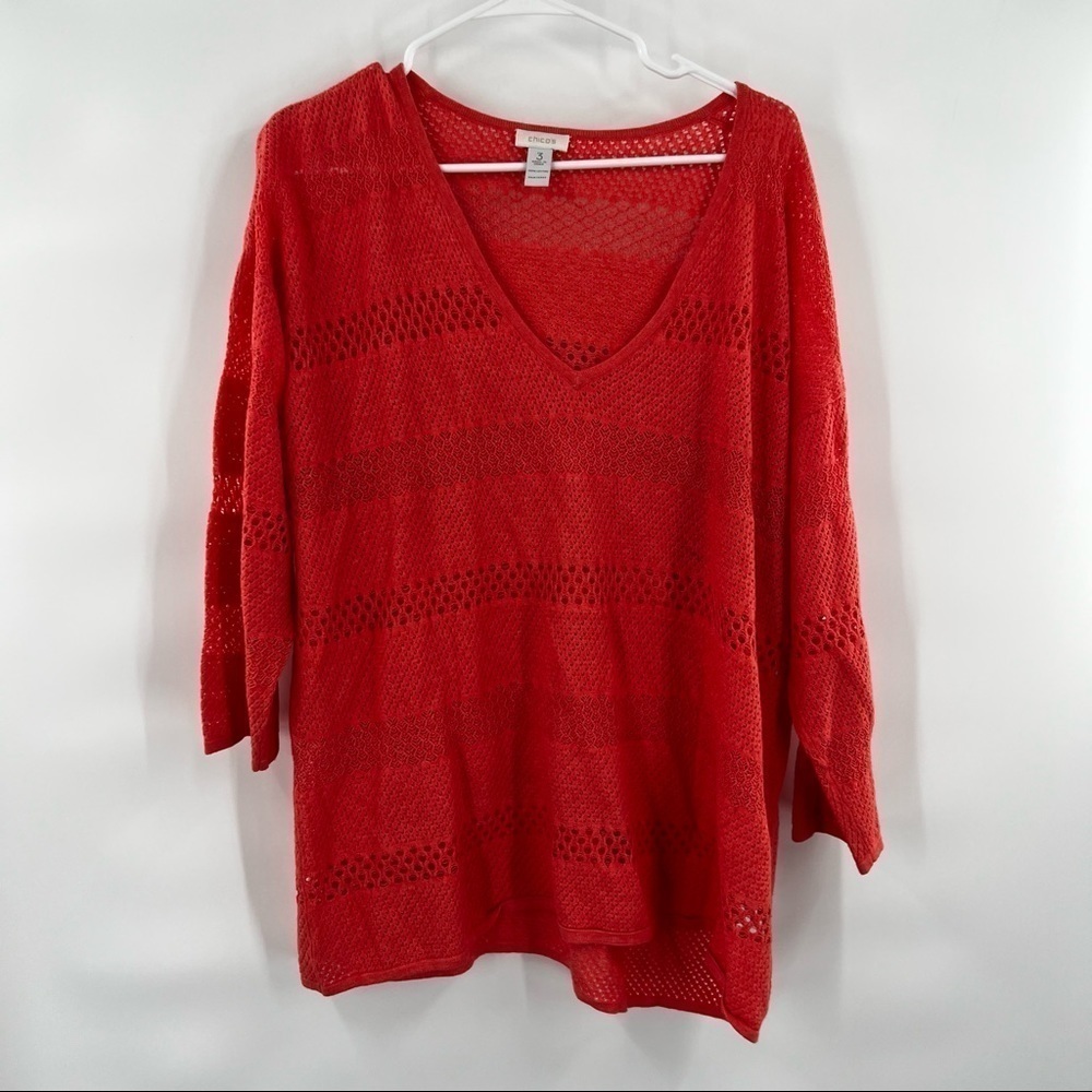 Chico's peach sweater v-neck long sleeve top 3